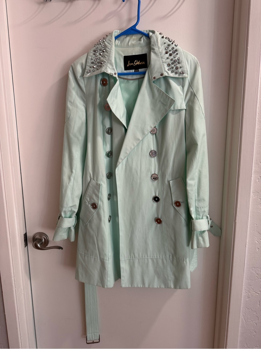 Sam Edelman Mint Green Studded Collar Trench